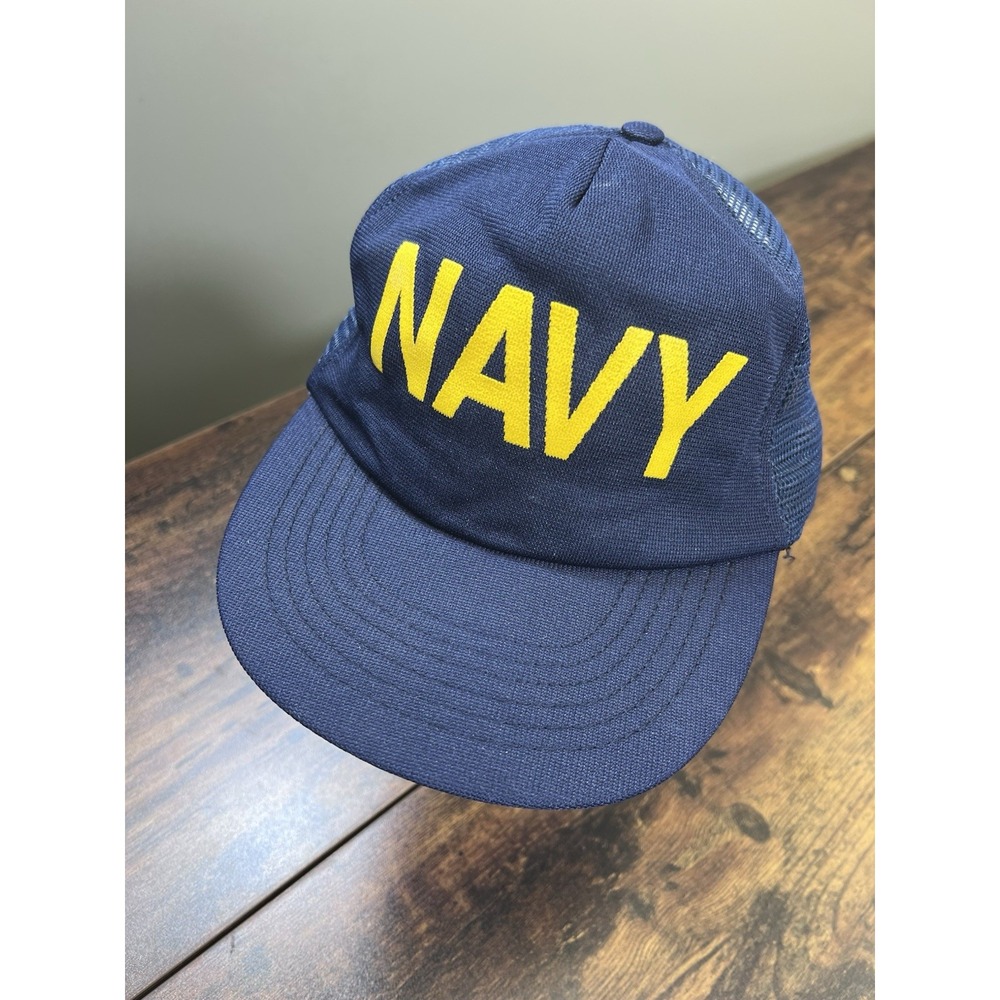 Vintage U.S. Navy Blue with Mesh Snapback Hat Cap Made In USA